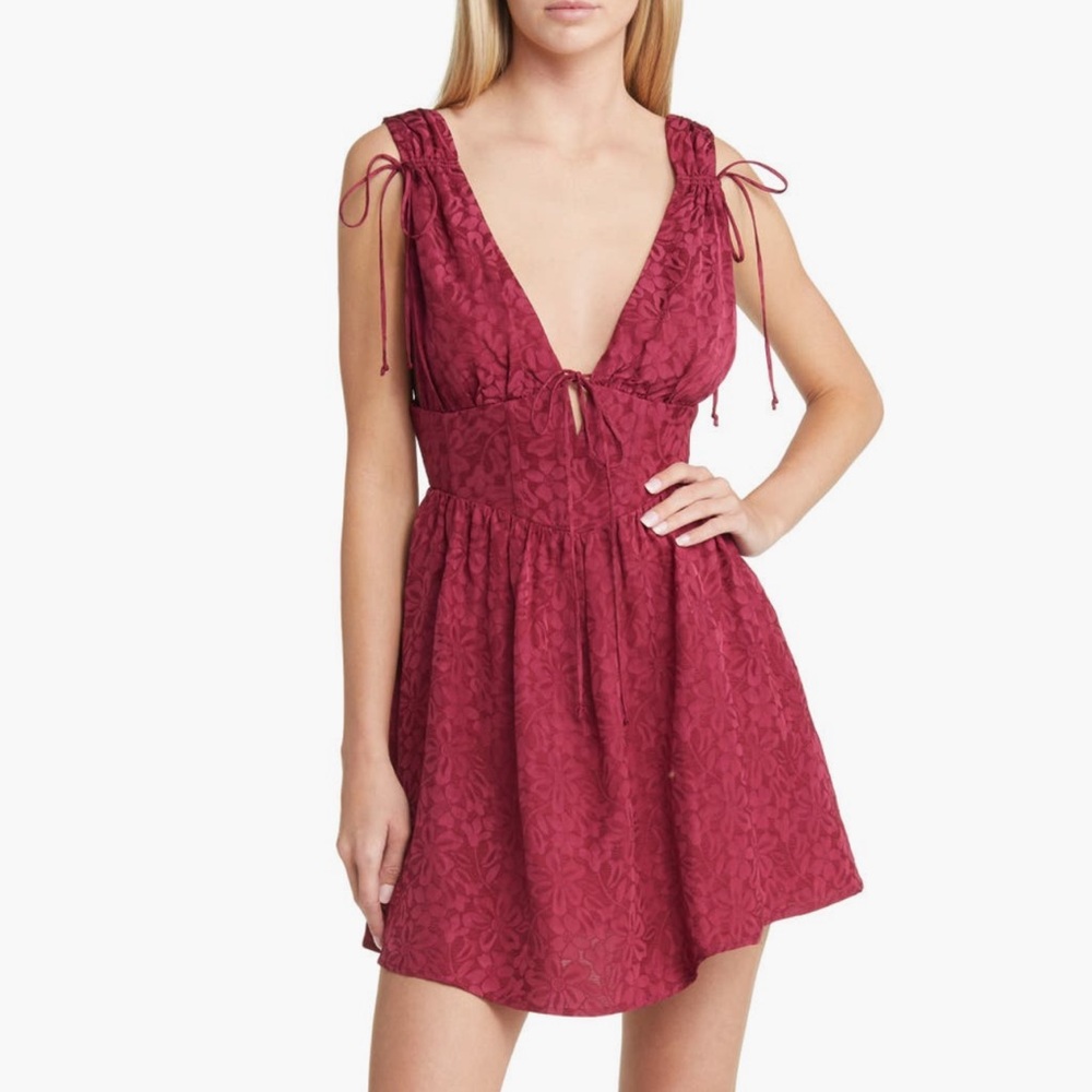 For Love & Lemons Janet Floral Jaquard Mini Dress Size L